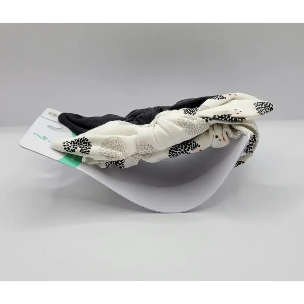 Lullaby Lane Set Of 2 Black & White Hedgehog Organic Cotton Baby Headbands New